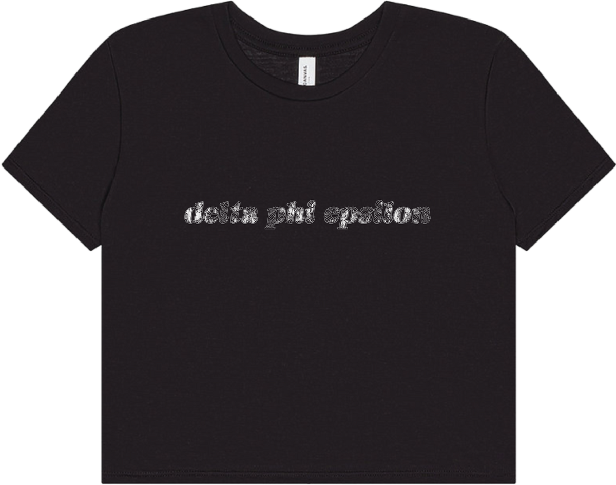 Delta Phi Epsilon Lace Print Crop Top