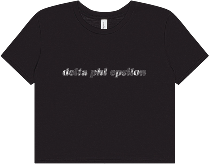 Delta Phi Epsilon Lace Print Crop Top