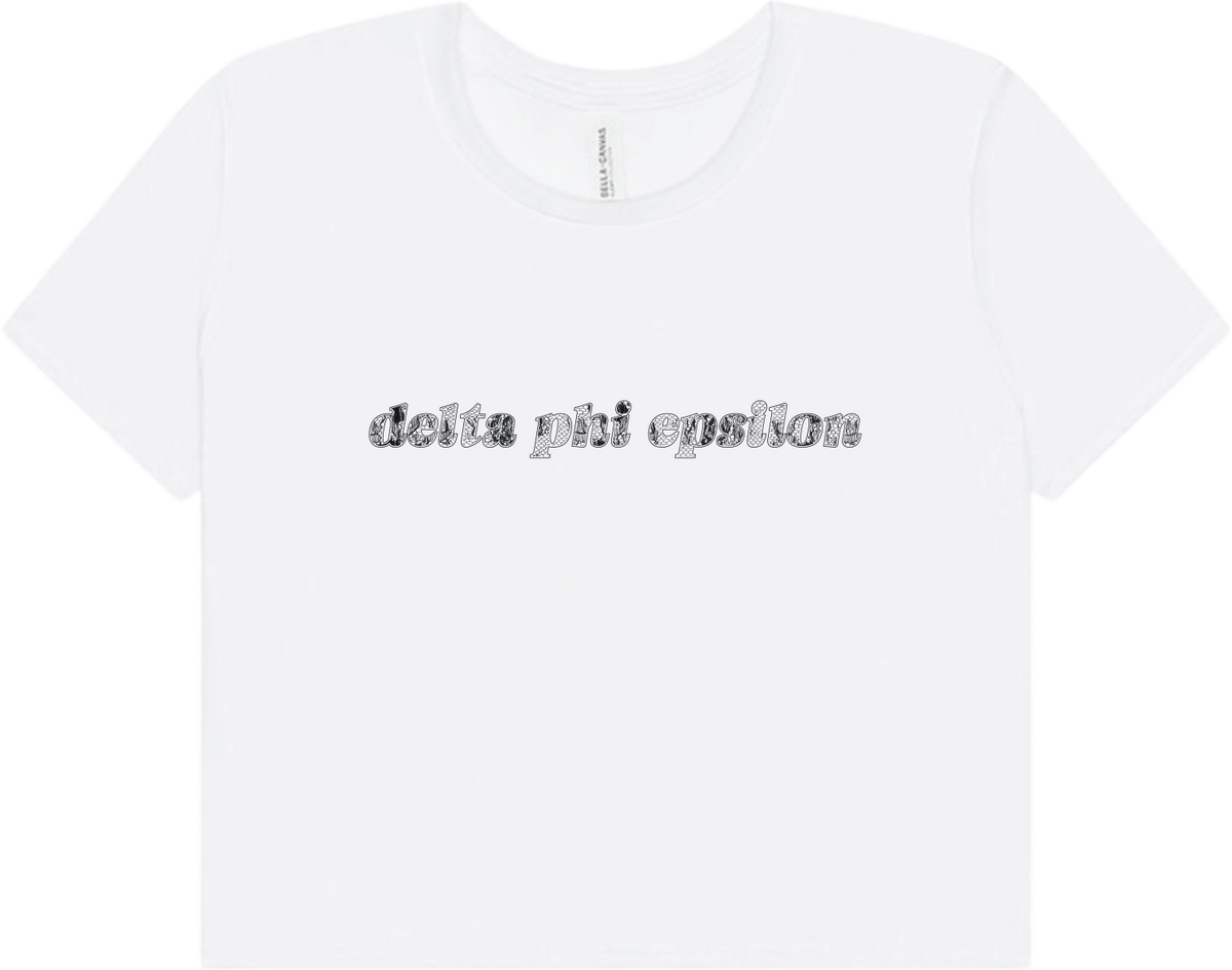 Delta Phi Epsilon Lace Print Crop Top