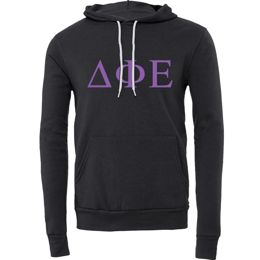 Delta Phi Epsilon Embroidered Lettered Hooded Sweatshirts
