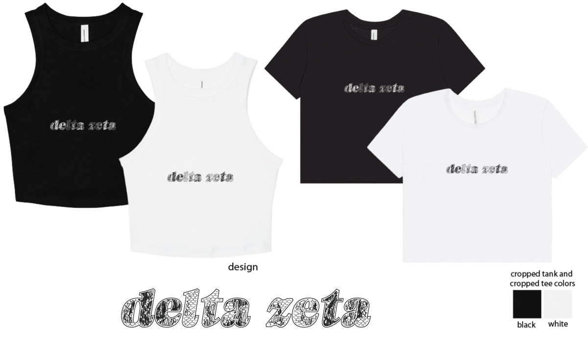 Delta Zeta tees and tanks