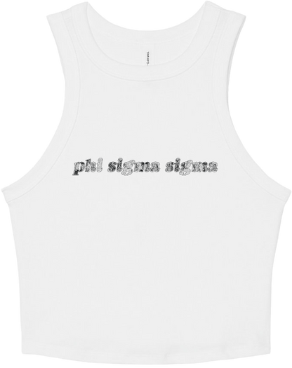 Phi Sigma Sigma Lace Print Cropped Tank