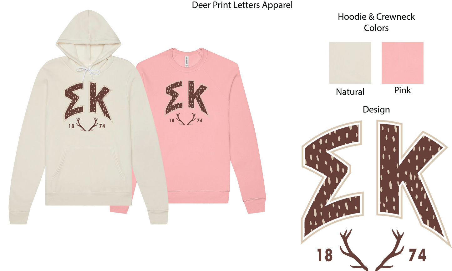Sigma Kappa Fawn Print Varsity Hoodie