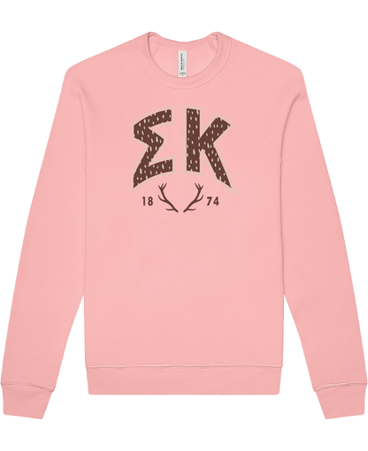 Sigma Kappa Fawn Print Varsity Crewneck