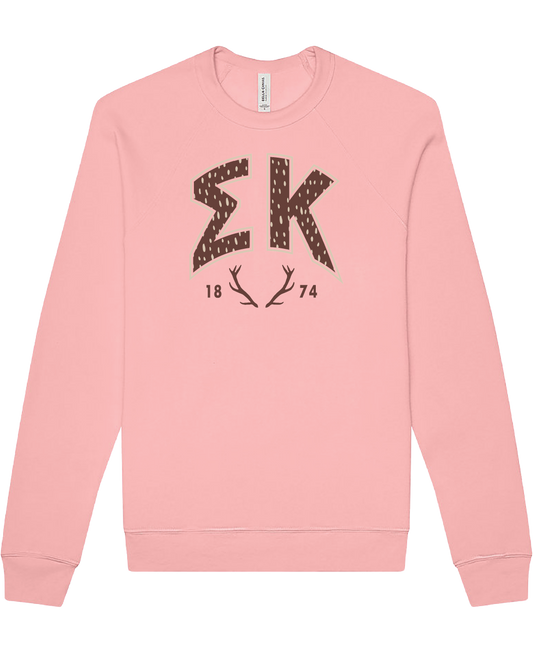Sigma Kappa Fawn Print Varsity Crewneck