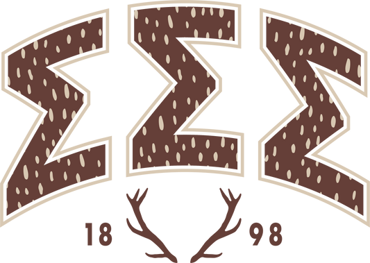 Sigma Sigma Sigma Fawn Print Varsity Crewneck