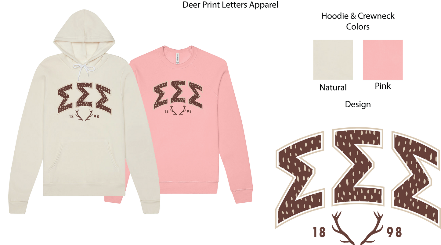 Sigma Sigma Sigma Fawn Print Varsity Hoodie