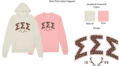 Sigma Sigma Sigma Fawn Print Varsity Hoodie
