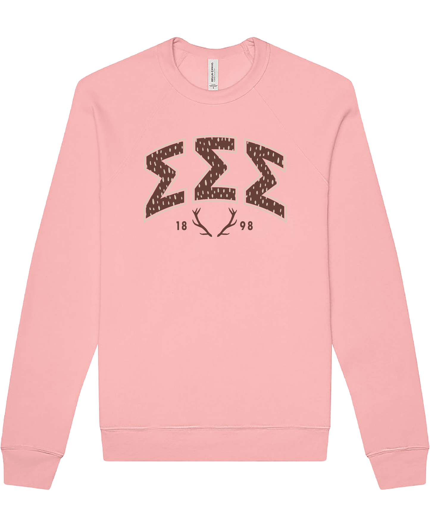 Sigma Sigma Sigma Fawn Print Varsity Crewneck