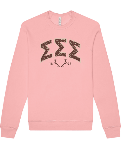 Sigma Sigma Sigma Fawn Print Varsity Crewneck