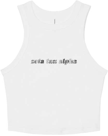 Zeta Tau Alpha Lace Print Cropped Tank