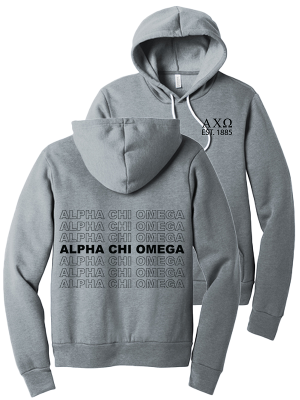 Alpha Chi Omega Repeating Name Hooded Sweatshirts