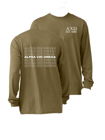 Alpha Chi Omega Repeating Name Long Sleeve T-Shirts