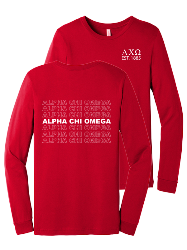 Alpha Chi Omega Repeating Name Long Sleeve T-Shirts