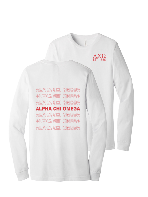 Alpha Chi Omega Repeating Name Long Sleeve T-Shirts