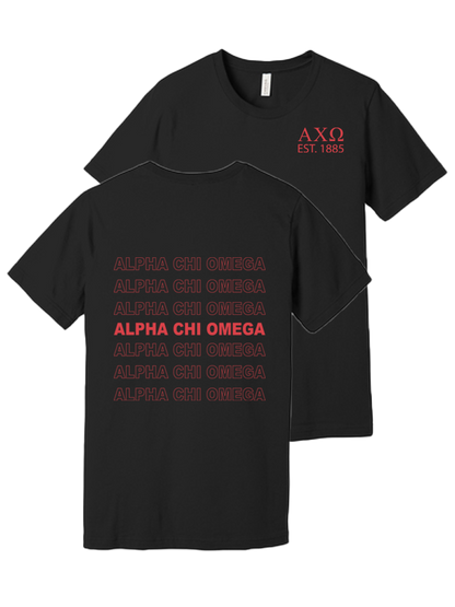 Alpha Chi Omega Repeating Name Short Sleeve T-Shirts