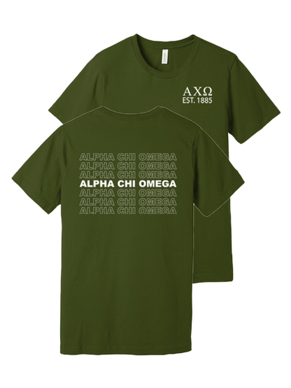 Alpha Chi Omega Repeating Name Short Sleeve T-Shirts