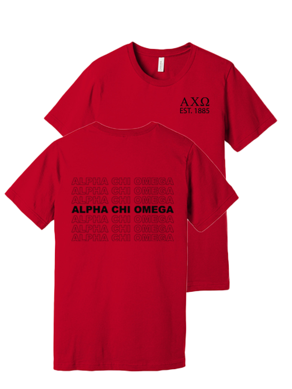 Alpha Chi Omega Repeating Name Short Sleeve T-Shirts