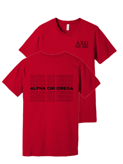 Alpha Chi Omega Repeating Name Short Sleeve T-Shirts