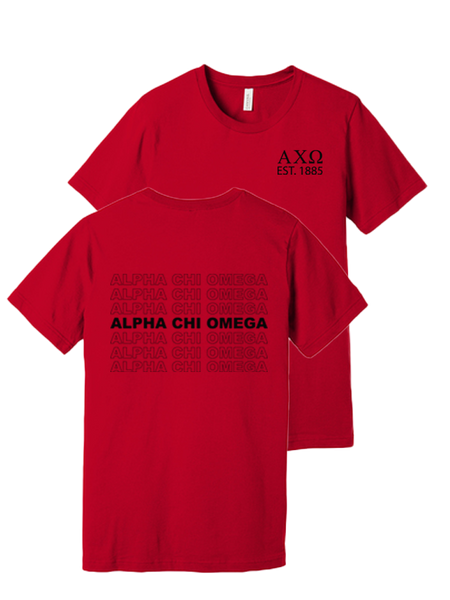 Alpha Chi Omega Repeating Name Short Sleeve T Shirts Greek Graduate