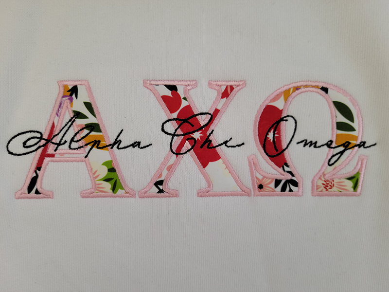 Alpha Chi Omega Applique Letters Crewneck Sweatshirt