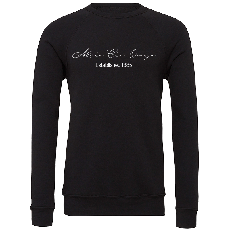 Alpha Chi Omega Embroidered Scripted Name Crewneck Sweatshirts