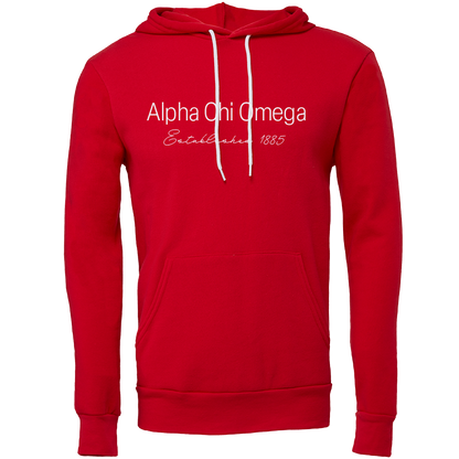 Alpha Chi Omega Embroidered Printed Name Hooded Sweatshirts