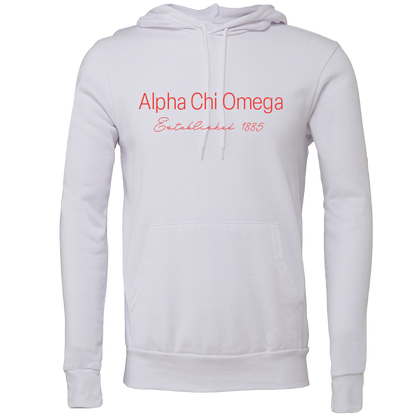 Alpha Chi Omega Embroidered Printed Name Hooded Sweatshirts