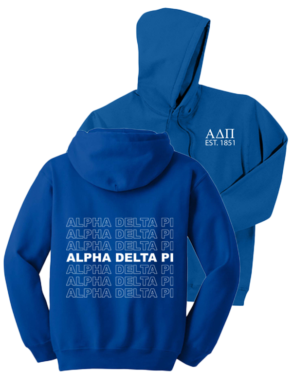 Alpha Delta Pi Repeating Name Hooded Sweatshirts