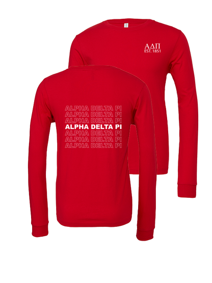 Alpha Delta Pi Repeating Name Long Sleeve T-Shirts