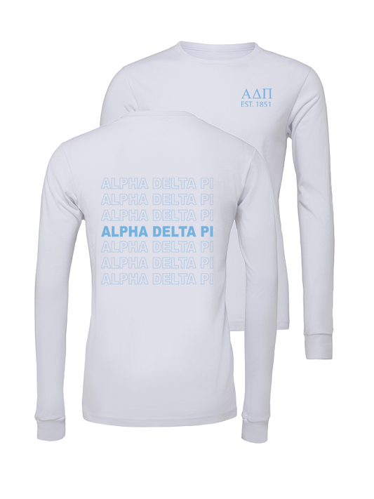 Alpha Delta Pi Repeating Name Long Sleeve T-Shirts