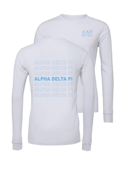 Alpha Delta Pi Repeating Name Long Sleeve T-Shirts