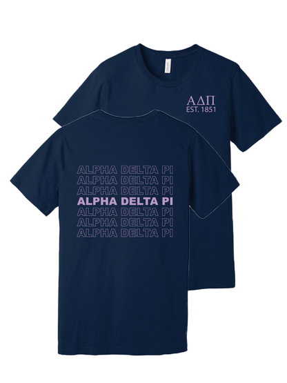 Alpha Delta Pi Repeating Name Short Sleeve T-Shirts