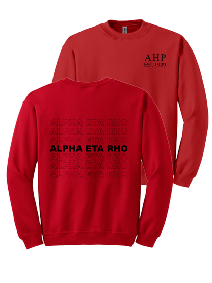 Alpha Eta Rho Repeating Name Crewneck Sweatshirts