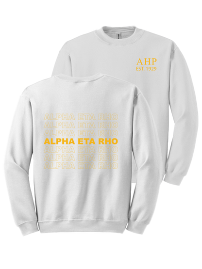 Alpha Eta Rho Repeating Name Crewneck Sweatshirts