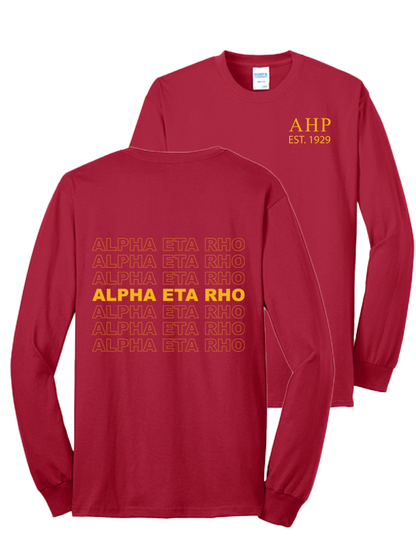 Alpha Eta Rho Repeating Name Long Sleeve T-Shirts