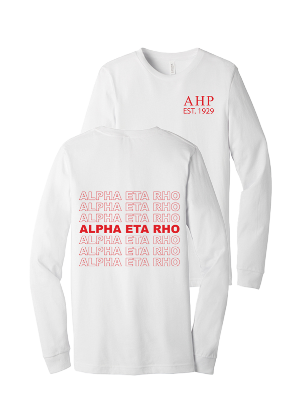 Alpha Eta Rho Repeating Name Long Sleeve T-Shirts
