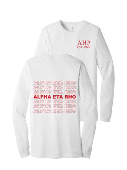 Alpha Eta Rho Repeating Name Long Sleeve T-Shirts