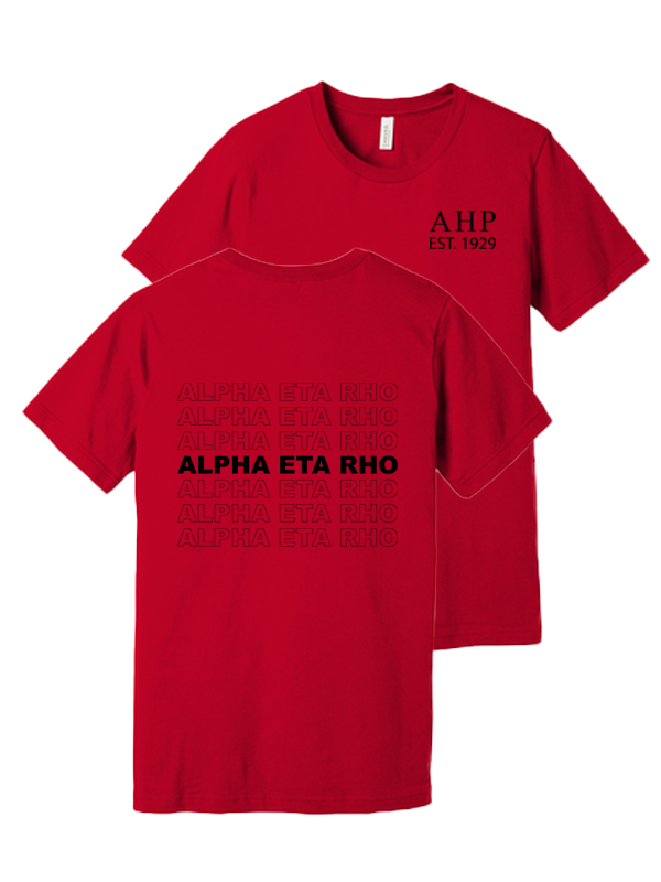 Alpha Eta Rho Repeating Name Short Sleeve T-Shirts