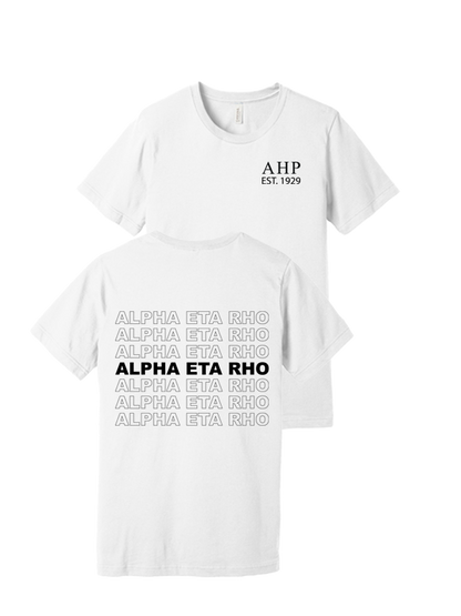 Alpha Eta Rho Repeating Name Short Sleeve T-Shirts