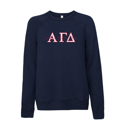 Alpha Gamma Delta Applique Letters Crewneck Sweatshirt