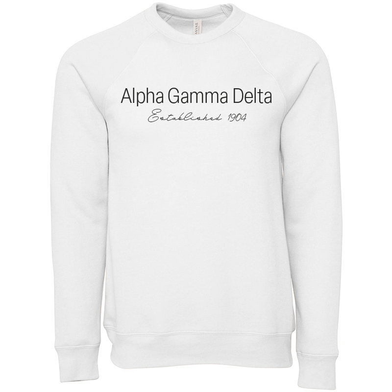 Alpha Gamma Delta Embroidered Printed Name Crewneck Sweatshirts