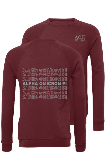 Alpha Omicron Pi Repeating Name Crewneck Sweatshirts