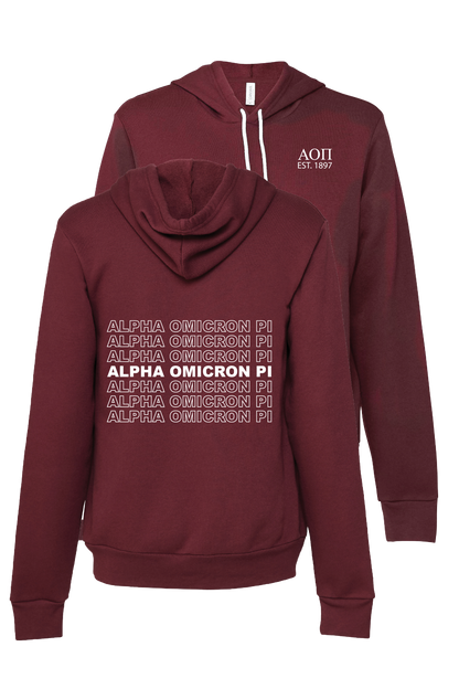 Alpha Omicron Pi Repeating Name Hooded Sweatshirts