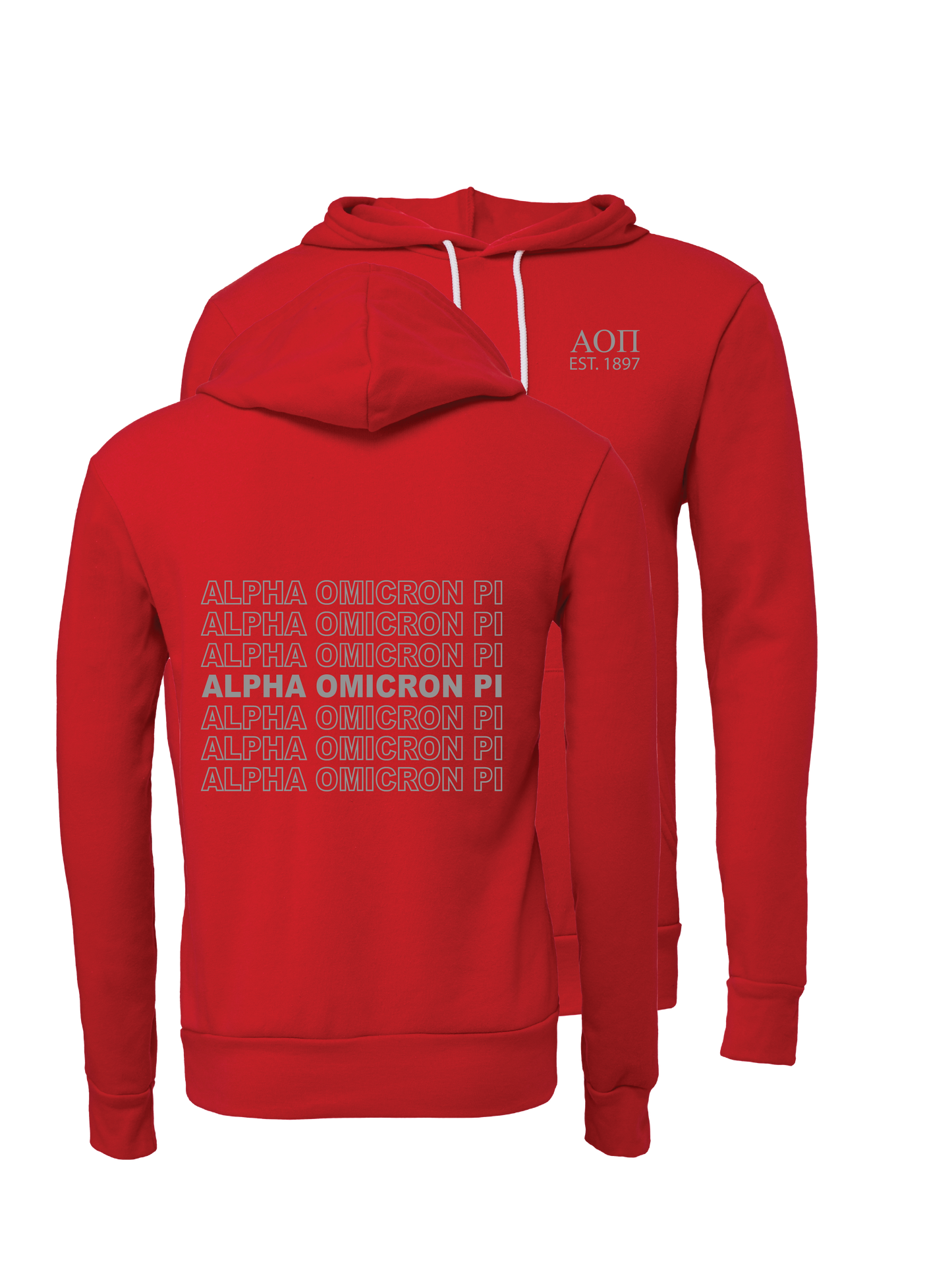 Alpha Omicron Pi Repeating Name Hooded Sweatshirts