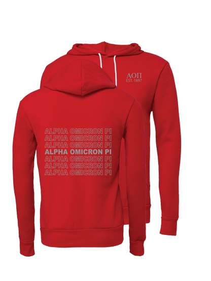 Alpha Omicron Pi Repeating Name Hooded Sweatshirts