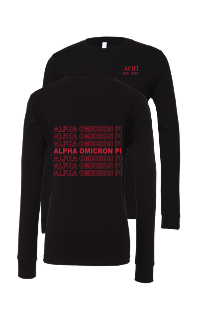 Alpha Omicron Pi Repeating Name Long Sleeve T-Shirts