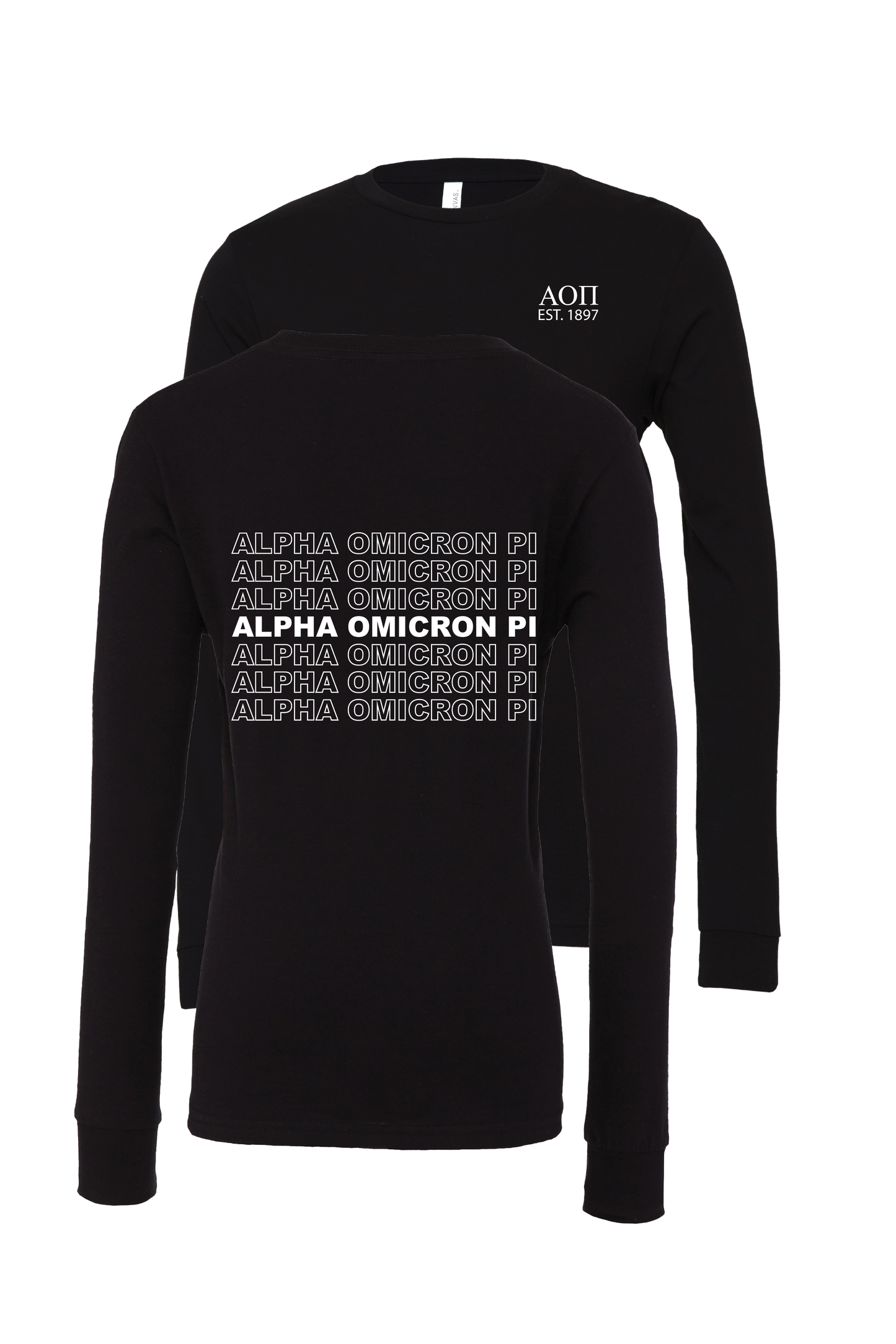 Alpha Omicron Pi Repeating Name Long Sleeve T-Shirts