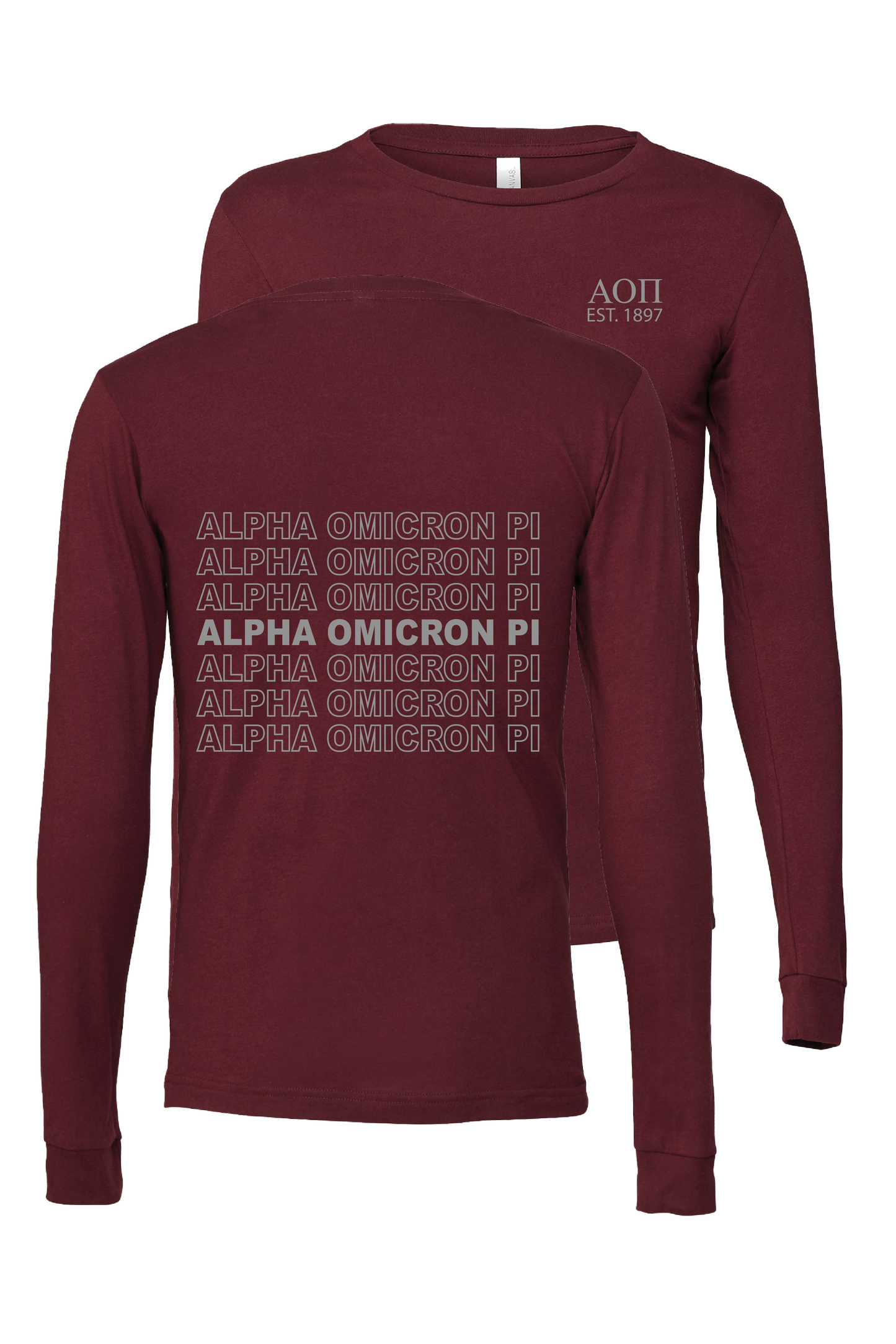 Alpha Omicron Pi Repeating Name Long Sleeve T-Shirts