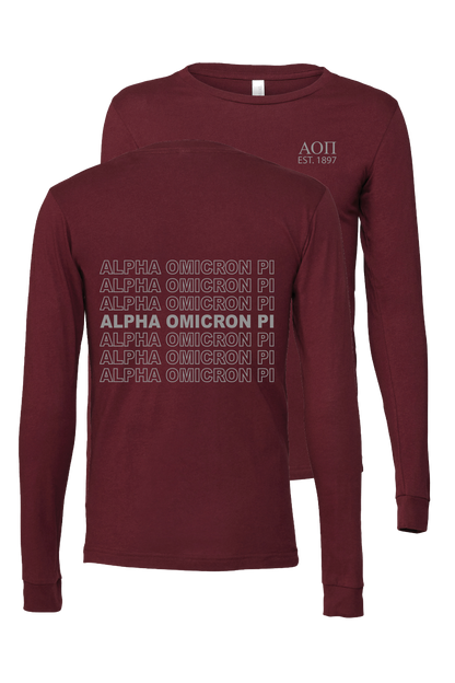 Alpha Omicron Pi Repeating Name Long Sleeve T-Shirts